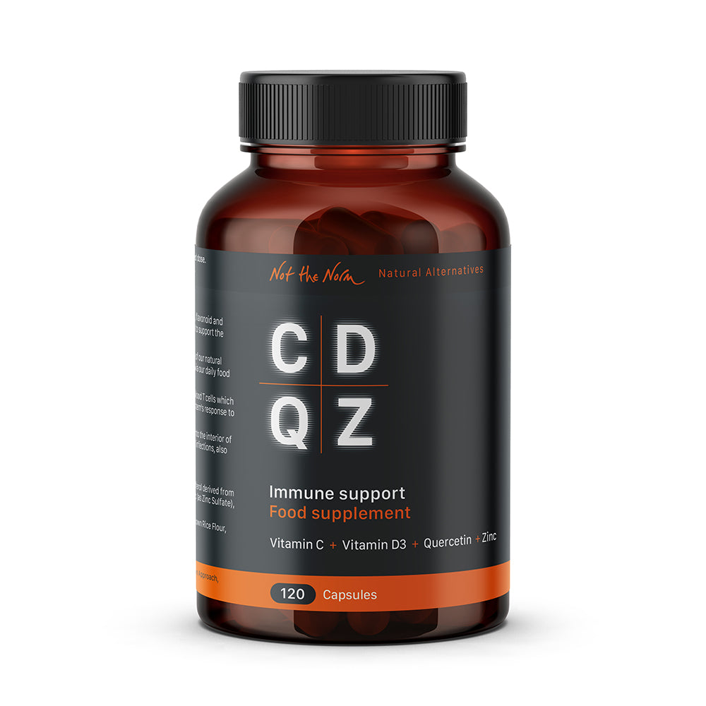 CDQZ Immune support Food supplement immune health Vitamin C Vitamin D3 Quercetin Zinc 60 capsules 120 capsules general health Not the norm Natural alternatives Antioxidant